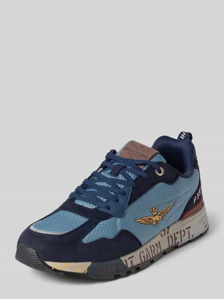 Sneakersy z detal z logo model Napoli' Aeronautica Militare granatowe