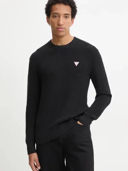 Bombažen pulover Guess Jeans črna