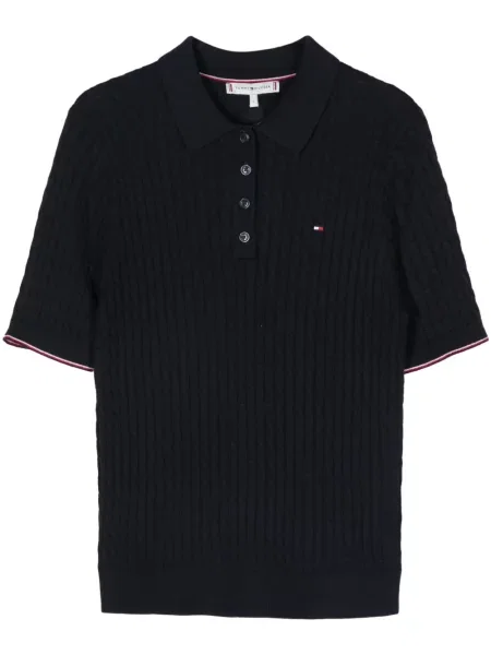 Top Tommy Hilfiger cu broderie tricotate albastru