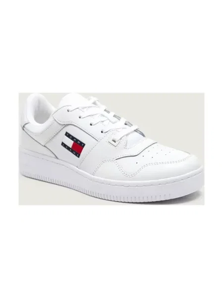 Tommy Jeans Teniși din piele RETRO BASKET alb