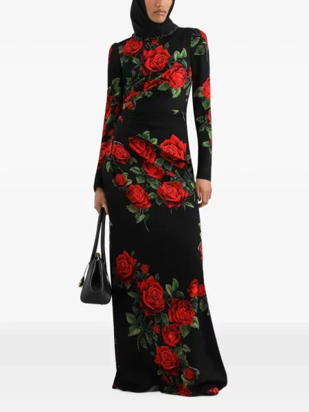 Rochie maxi Dolce & Gabbana cu imagine negru