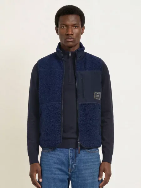 Tommy Hilfiger Vesta Z Plyšové Kožešiny tmavě modrá