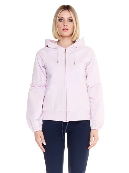 Bluza miękka z z kaptur na co dzień fioletowa