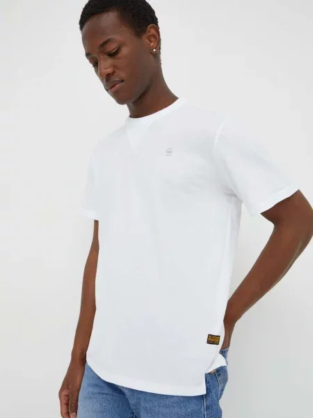 Тениска G-Star Raw бяло с изчистен дизайн