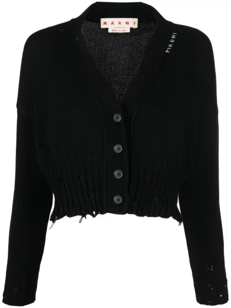 Kardigan Marni z przetarciami o krotszym kroju czarny