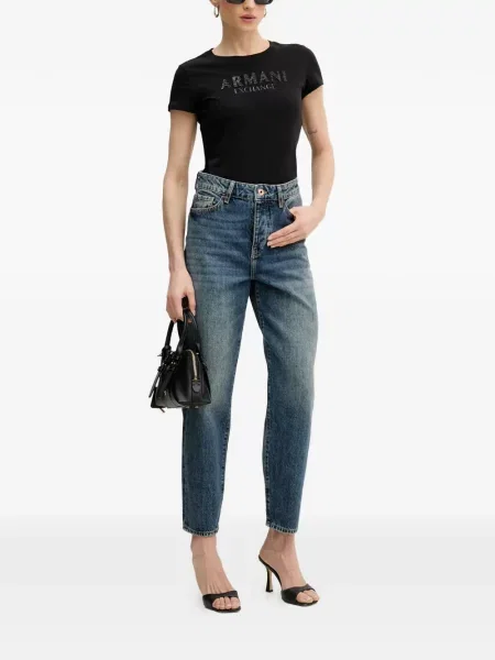 Tricou Armani Exchange cu autograf negru