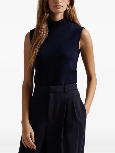 Λινή κοστούμι μπλούζα Polo Ralph Lauren με σχέδιο λευκό
