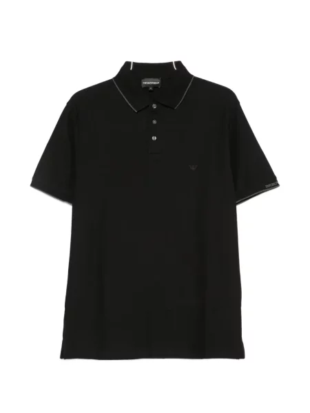 Tricou polo Emporio Armani cu broderie negru