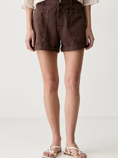 Haveone pantaloni scurți pentru femei din denim maro