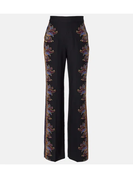 Pantaloni Etro de mătase cu model paisley negru