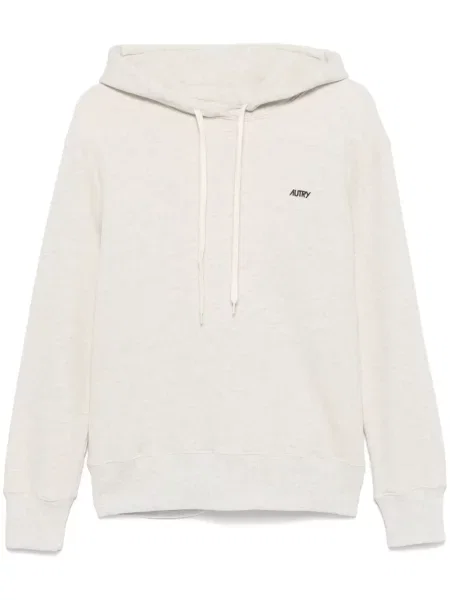Haftowana bluza z kapturem Autry z kapturem z okrągłym dekoltem szara
