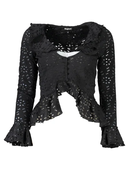 Cămașă Desigual cu mâneci lungi lungă negru
