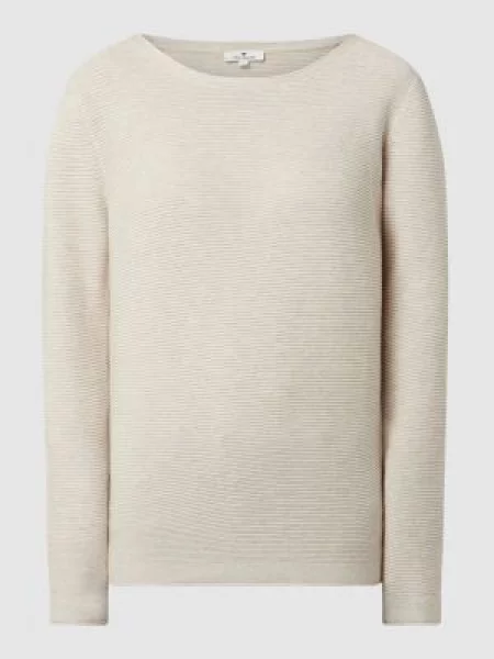 Sweter z dekoltem okrągłym Tom Tailor beżowy