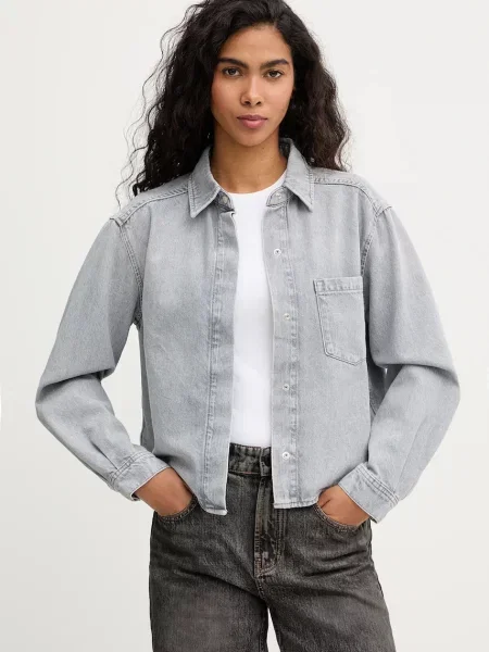 Marc O'Polo cămașă jeans cu guler clasic relaxed gri