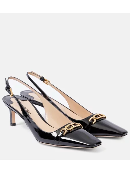 Pantofi cu toc Tom Ford din piele de lac slingback negru