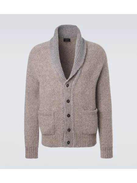 Cardigan Brioni de mătase bej