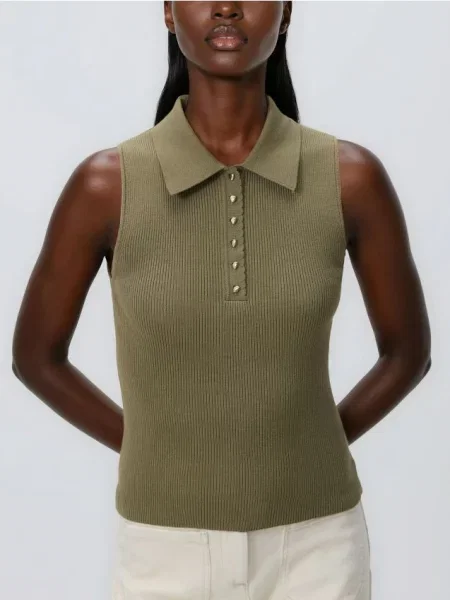 Reserved Bluză reiată verde-oliv deschis verde