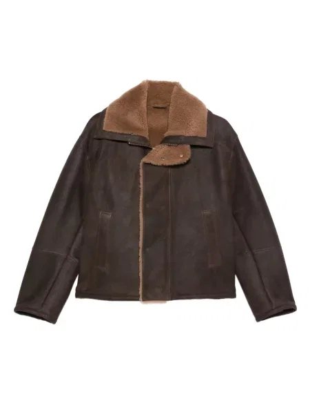 Kołnierzykowy płaszcz Arma skórzany brązowy