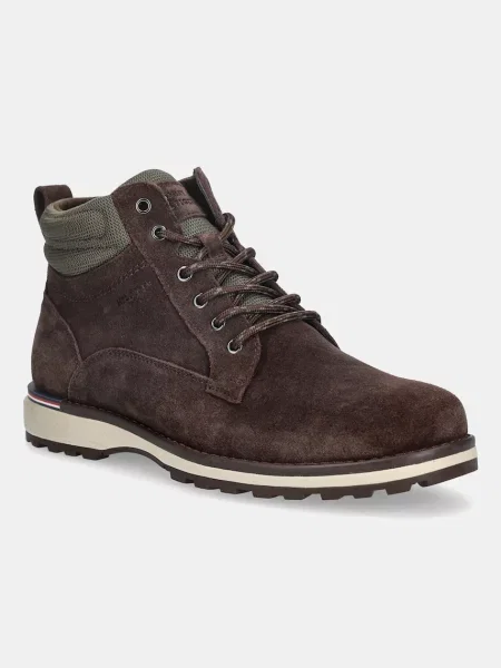 Кожени обувки Tommy Hilfiger CORPORATE W SUEDE LACE BOOT мъжки кафяво