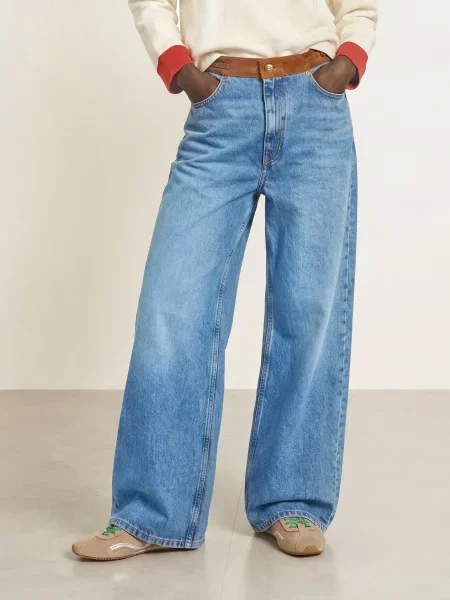 Sandro Jeansy Wide Leg blau niebieskie