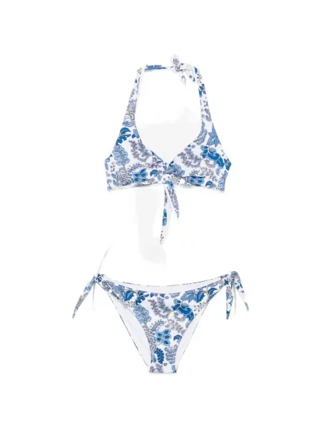 Bikini Mc2 Saint Barth cu model floral cu imagine alb