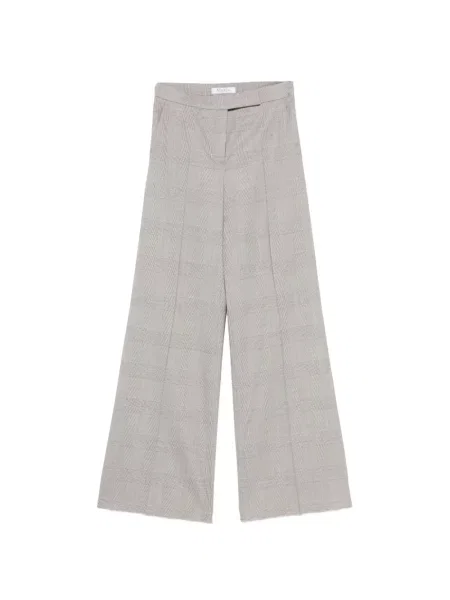 Pantaloni Max Mara de lână în carouri verde