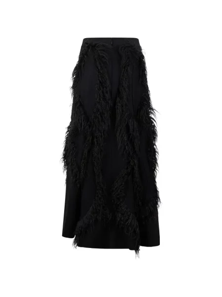 Fusta maxi Alberta Ferretti cu franjuri negru