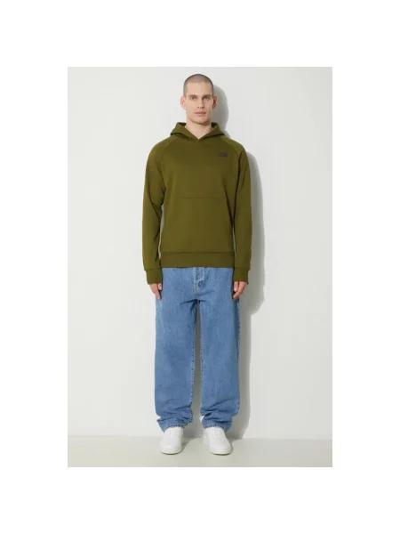 The North Face bluza M Raglan Redbox Hoodie z kapturem z nadrukiem zielony