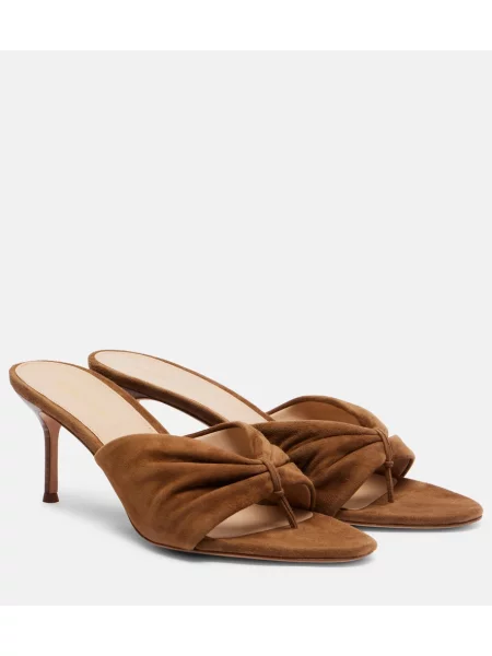 Papuci tip mules Veronica Beard din piele de căprioară bej