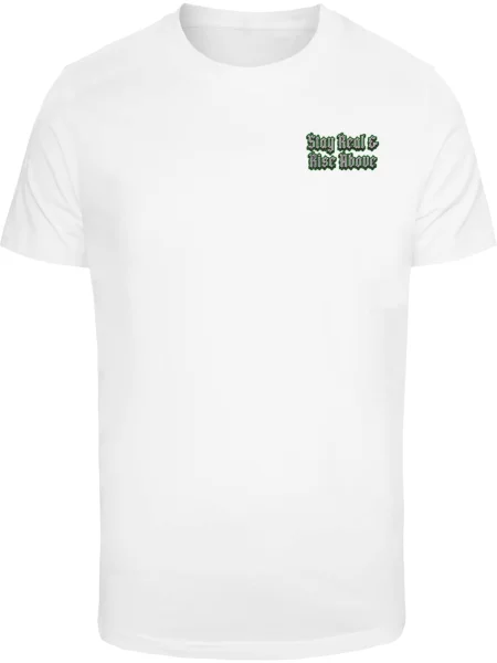 Mister Tee Póló Stay Real & Rise Above világosszürke / sötétzöld / fekete fehér