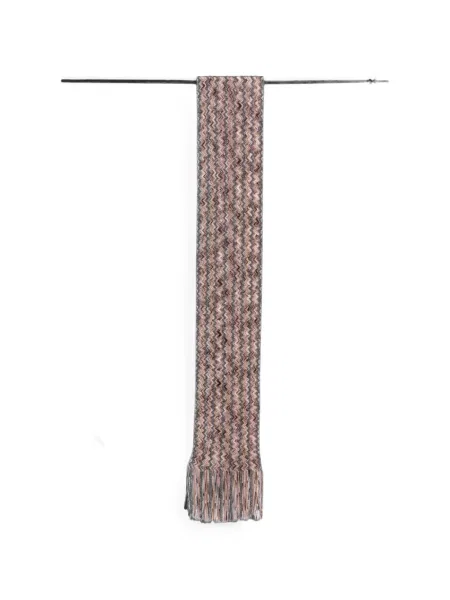 Fular Missoni cu franjuri tricotate gri