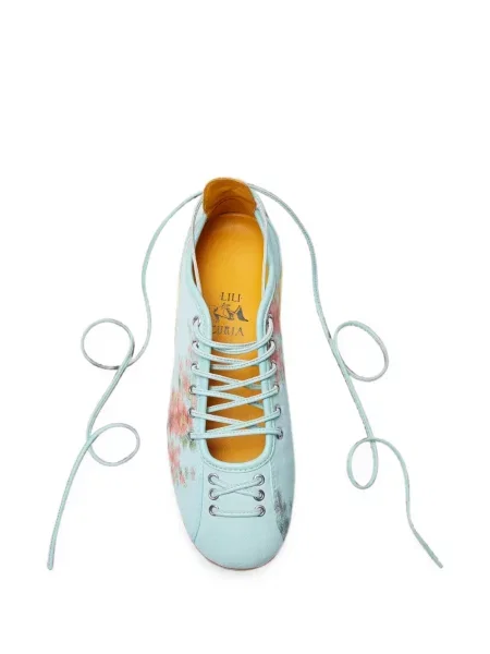 Φλοράλ sneakers Lili Curia με κορδόνια με σχέδιο μπλε