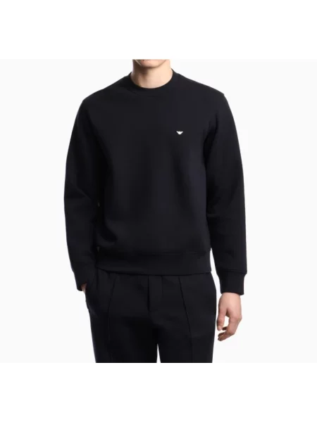 Haftowana bluza nierozpinana Emporio Armani niebieska