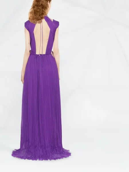 Maxi šaty Alberta Ferretti s výstřihem halter fialové