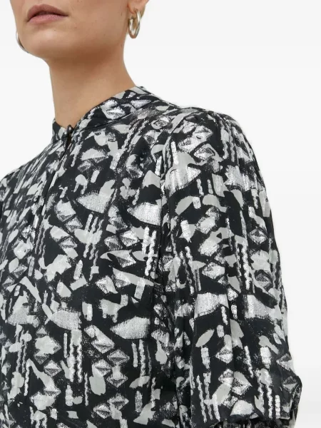 Rochie midi Bruuns Bazaar cu imagine cu imprimeu geometric până la genunchi negru