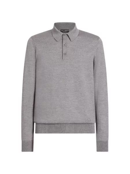 Tricou polo Dolce & Gabbana din cașmir gri