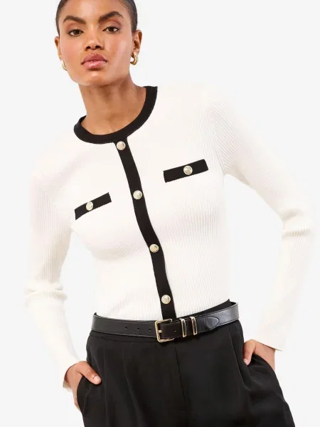 Lipsy Pulover negru alb