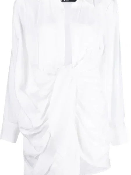 Sukienka koszulowa Jacquemus drapowana garniturowa biała