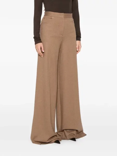 Pantaloni Max Mara cu model herringbone maro
