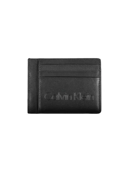 Lniany portfel Calvin Klein czarny