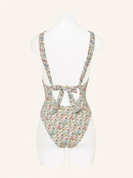 Plavky Tommy Hilfiger Plunge One Piece th multi monogram calico modré