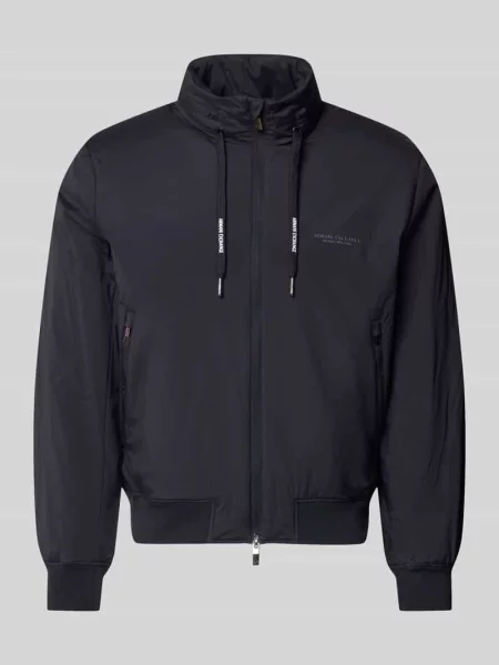 Kurtka bomber Armani Exchange ze stójką z logo granatowy