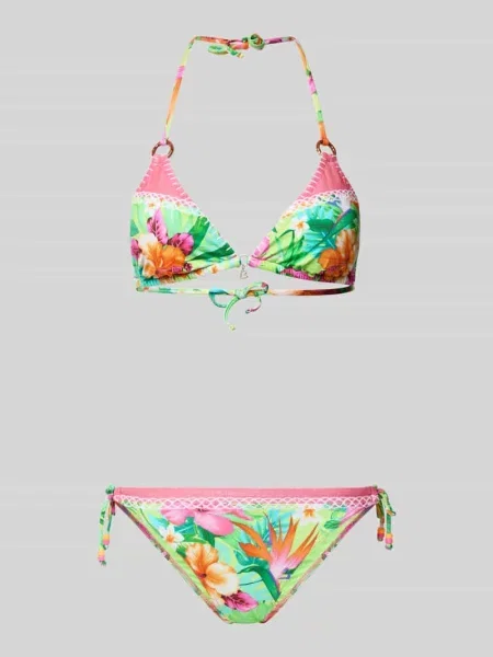 Bikini z detalami z logo model LINDOSTORA PALMBAY' Banana Moon zielony