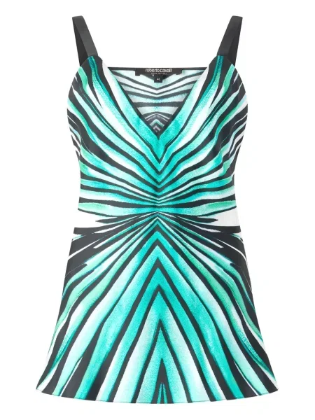 Top Roberto Cavalli de mătase cu imagine albastru