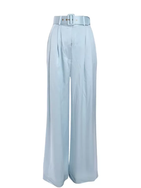 Pantaloni Zimmermann de mătase plisate albastru
