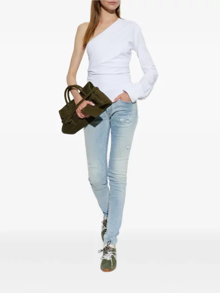 Top Dsquared2 cu volane cu un umăr gol alb