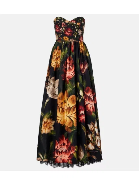 Rochie maxi Agua By Agua Bendita cu model floral din dantelă de costum negru