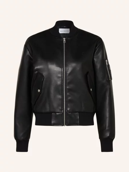 Kurtka jeansowa Calvin Klein Jeans skórzana czarna