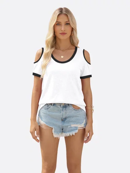 Imily Bela Tricou negru / amestacat alb