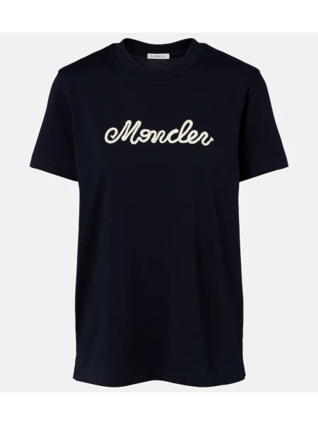 Tricou Moncler din jerseu cu autograf albastru